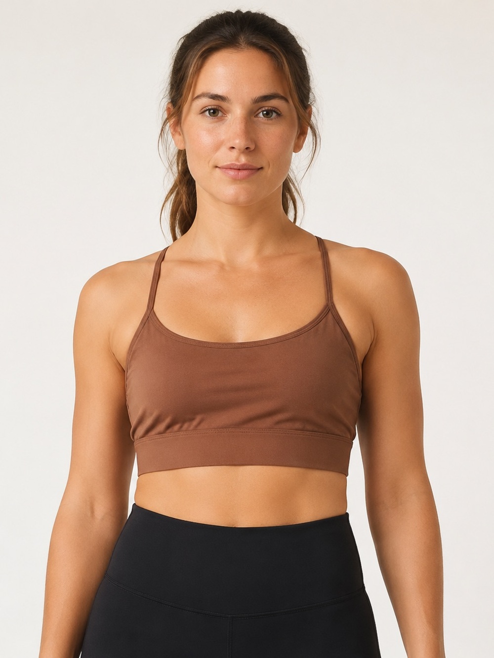 Azur Fit Classic Fit Bareback Sports Bra Brown Size L